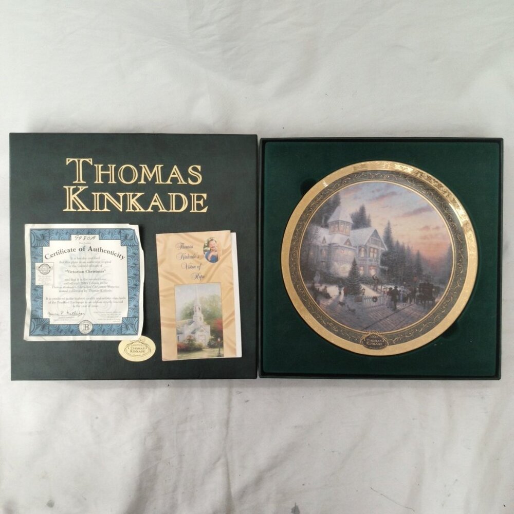Vintage Thomas Kinkade Victorian Christmas 2000 Christmas Plate In Box W/COA